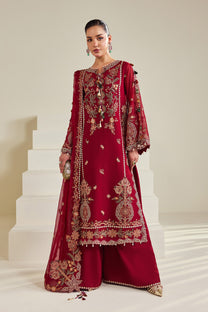 Alizeh AF-DHG-5053-Suraira Suraira embroidered chiffon unstitched 3 piece suit, Maroon, women's suit