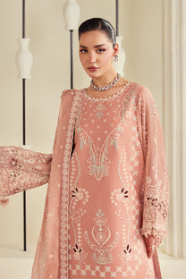 Alizeh AF-DHG-5045-Sorah Sorah embroidered chiffon unstitched 3 piece suit, Peach, women's suit