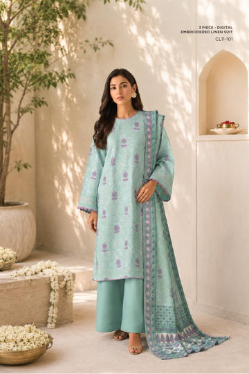 Sapphire CL11-101 | Digital Embroidered Linen Suit | Pak Cloth House