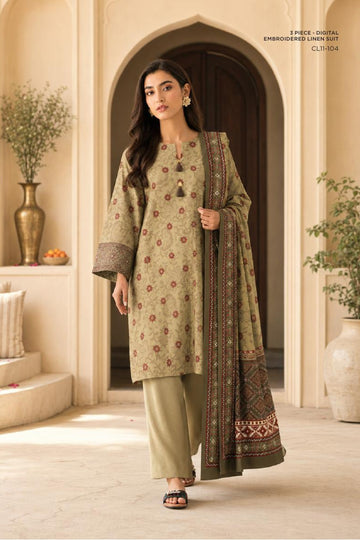Sapphire CL11-104 | Digital Embroidered Linen Suit | Pak Cloth House