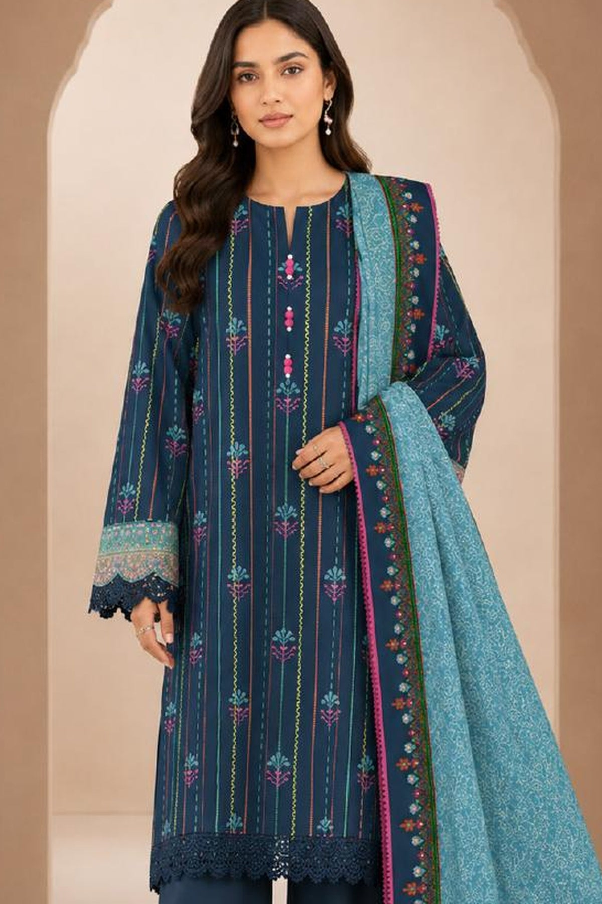 Sapphire CL11-110 | Digital Embroidered Linen Suit | Pak Cloth House