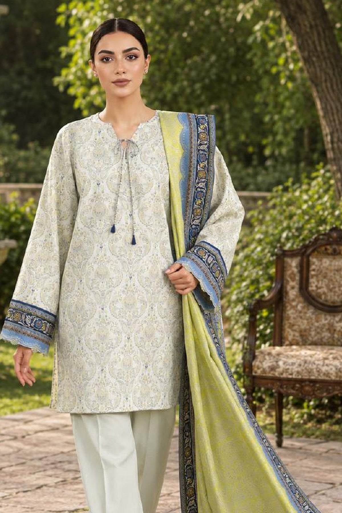 Sapphire CL16-153 | Printed Linen Suit | Pak Cloth House