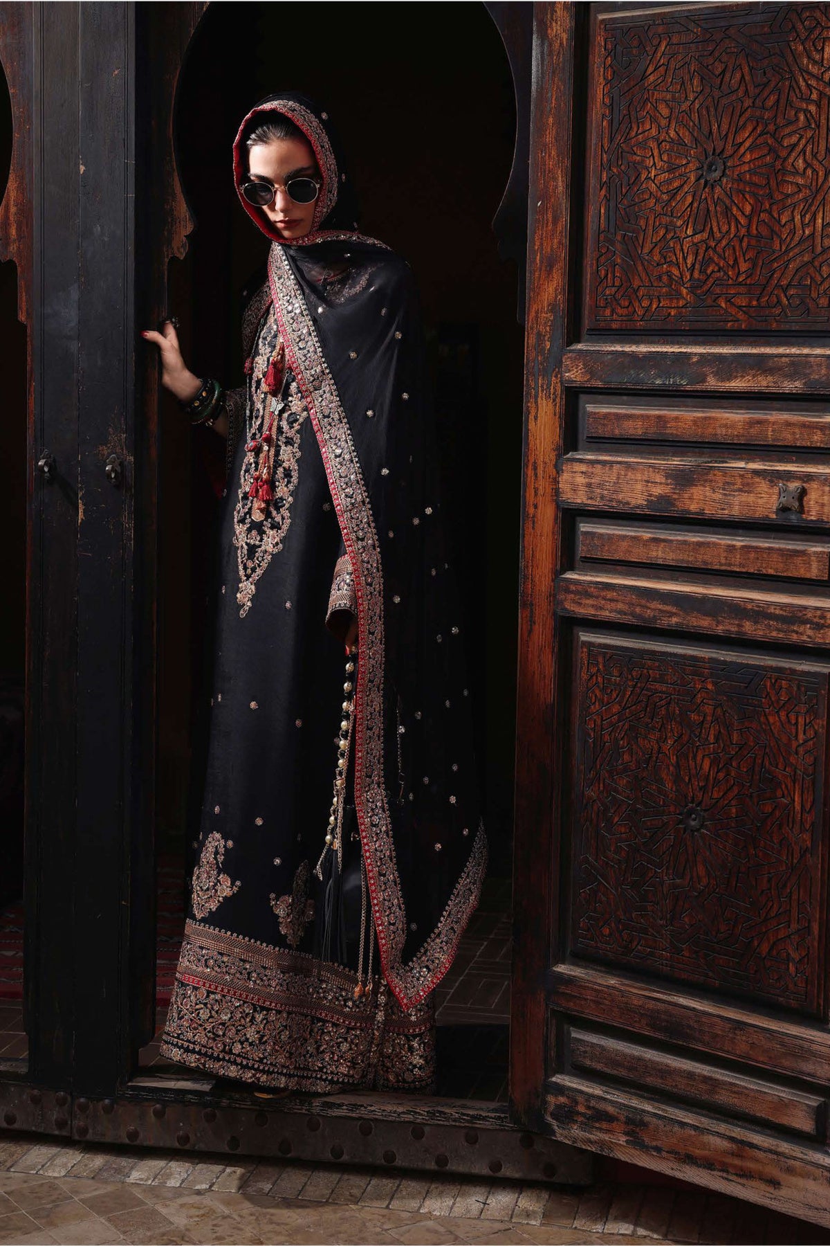 Mushq Carmine Jewel Silk Suit