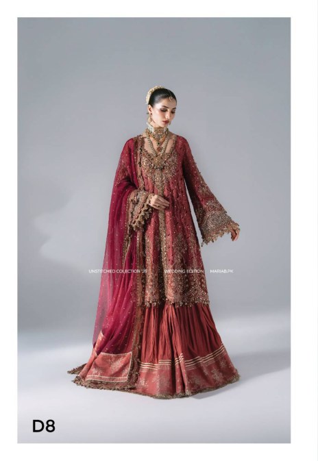 Maria B Mbroidered Wedding Edition ’26 D8 — Deep Salmon Pink