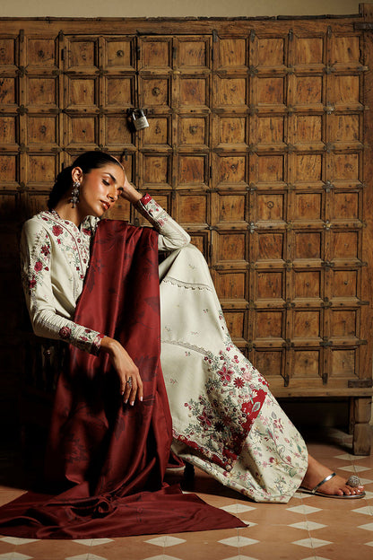 Iznik IPF-28 Embroidered Printed Viscose Linen