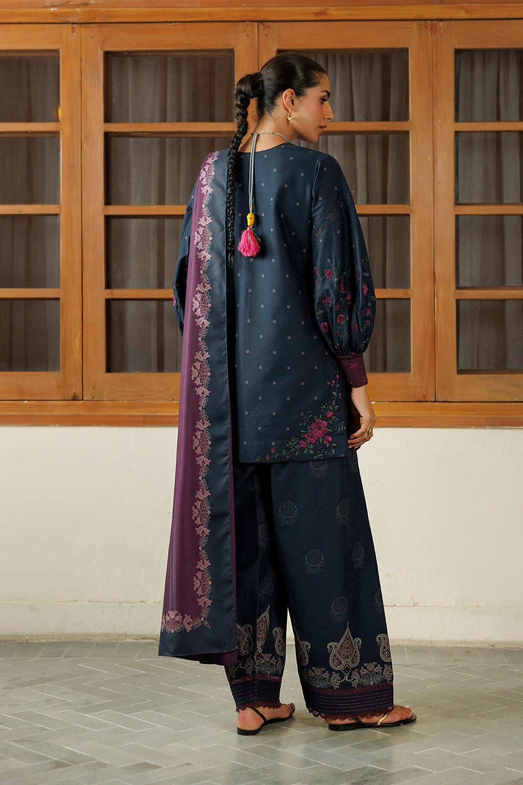Iznik IPF-26 Embroidered Printed Viscose Linen