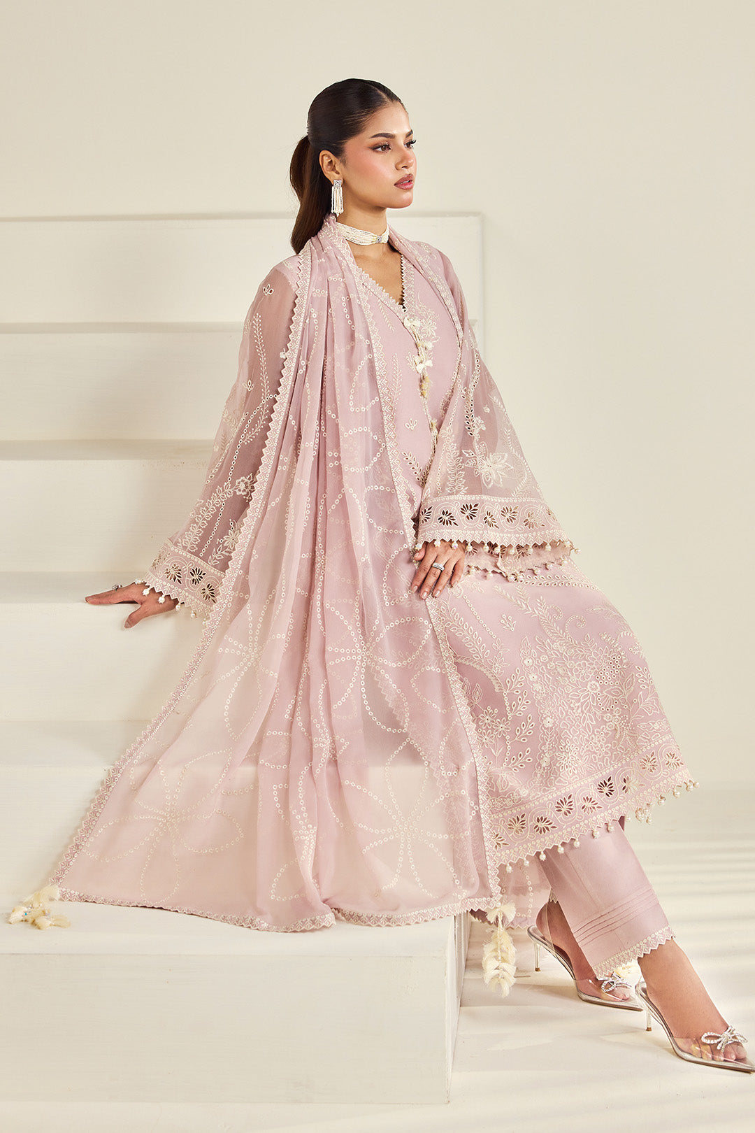 Alizeh AF-DHG-5056-Ornee Ornee embroidered chiffon unstitched 3 piece suit, Blush Pink, women's suit