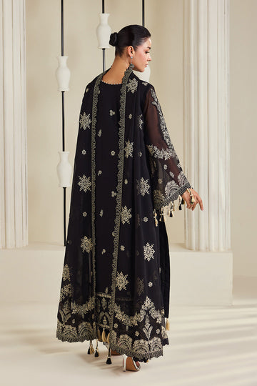 Alizeh AF-DHG-5050-Zarly Zarly embroidered chiffon unstitched 3 piece suit, Black, women's suit