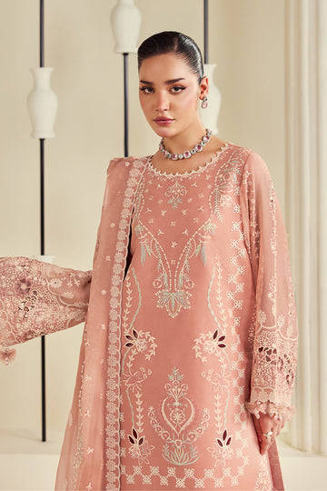 Alizeh AF-DHG-5045-Sorah Sorah embroidered chiffon unstitched 3 piece suit, Peach, women's suit