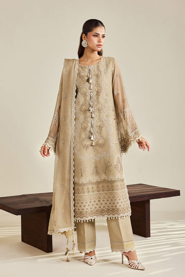 Alizeh AF-DHG-5051-Azeen Azeen embroidered chiffon unstitched 3 piece suit, Beige, women's suit