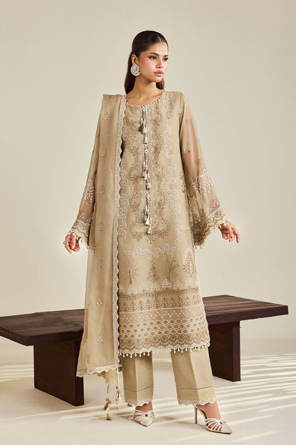 Alizeh AF-DHG-5051-Azeen Azeen embroidered chiffon unstitched 3 piece suit, Beige, women's suit