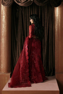 Afrozeh Lover FWU-0078 La Fuchsia 26 Maroon unstitched formal suit