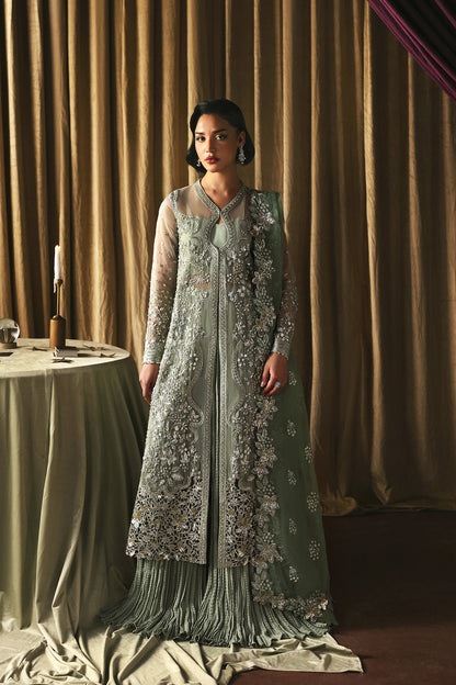 Afrozeh Fortune Teller FWU-0080 La Fuchsia 26 Pistachio / Sage Green unstitched formal suit