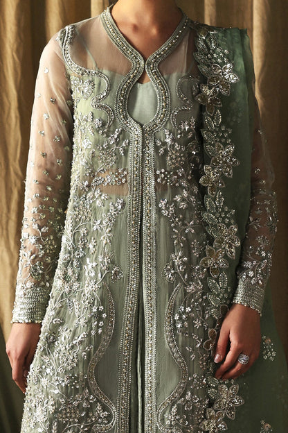 Afrozeh Fortune Teller FWU-0080 La Fuchsia 26 Pistachio / Sage Green unstitched formal suit