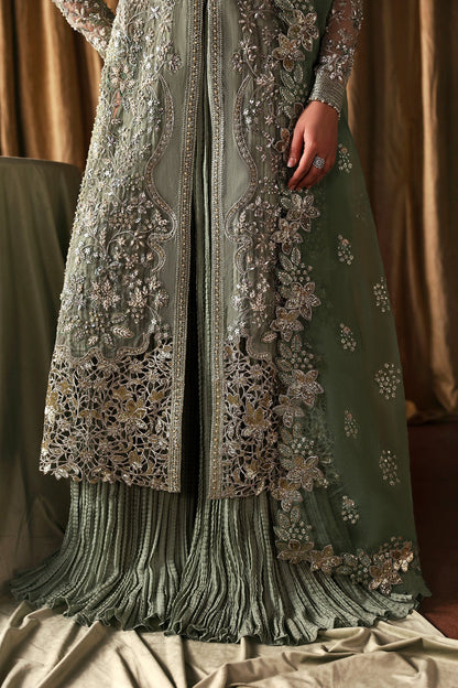 Afrozeh Fortune Teller FWU-0080 La Fuchsia 26 Pistachio / Sage Green unstitched formal suit
