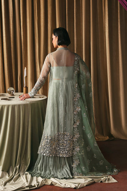 Afrozeh Fortune Teller FWU-0080 La Fuchsia 26 Pistachio / Sage Green unstitched formal suit