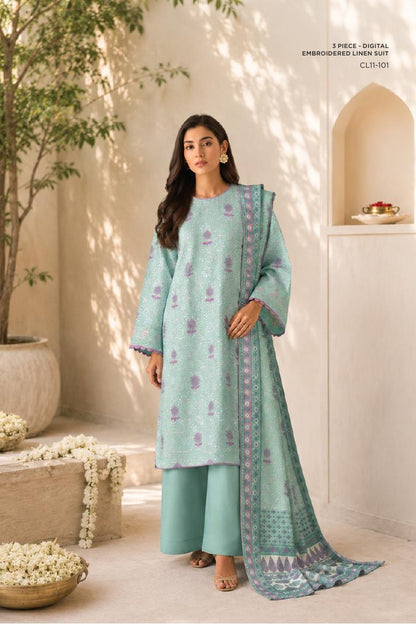 Sapphire CL11-101 | Digital Embroidered Linen Suit | Pak Cloth House