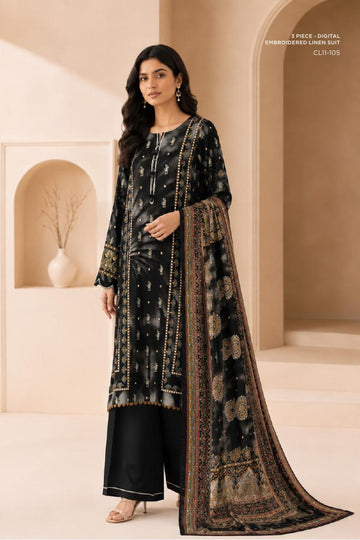 Sapphire CL11-105 | Digital Embroidered Linen Suit | Pak Cloth House