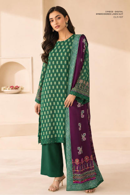 Sapphire CL11-107 | Digital Embroidered Linen Suit | Pak Cloth House