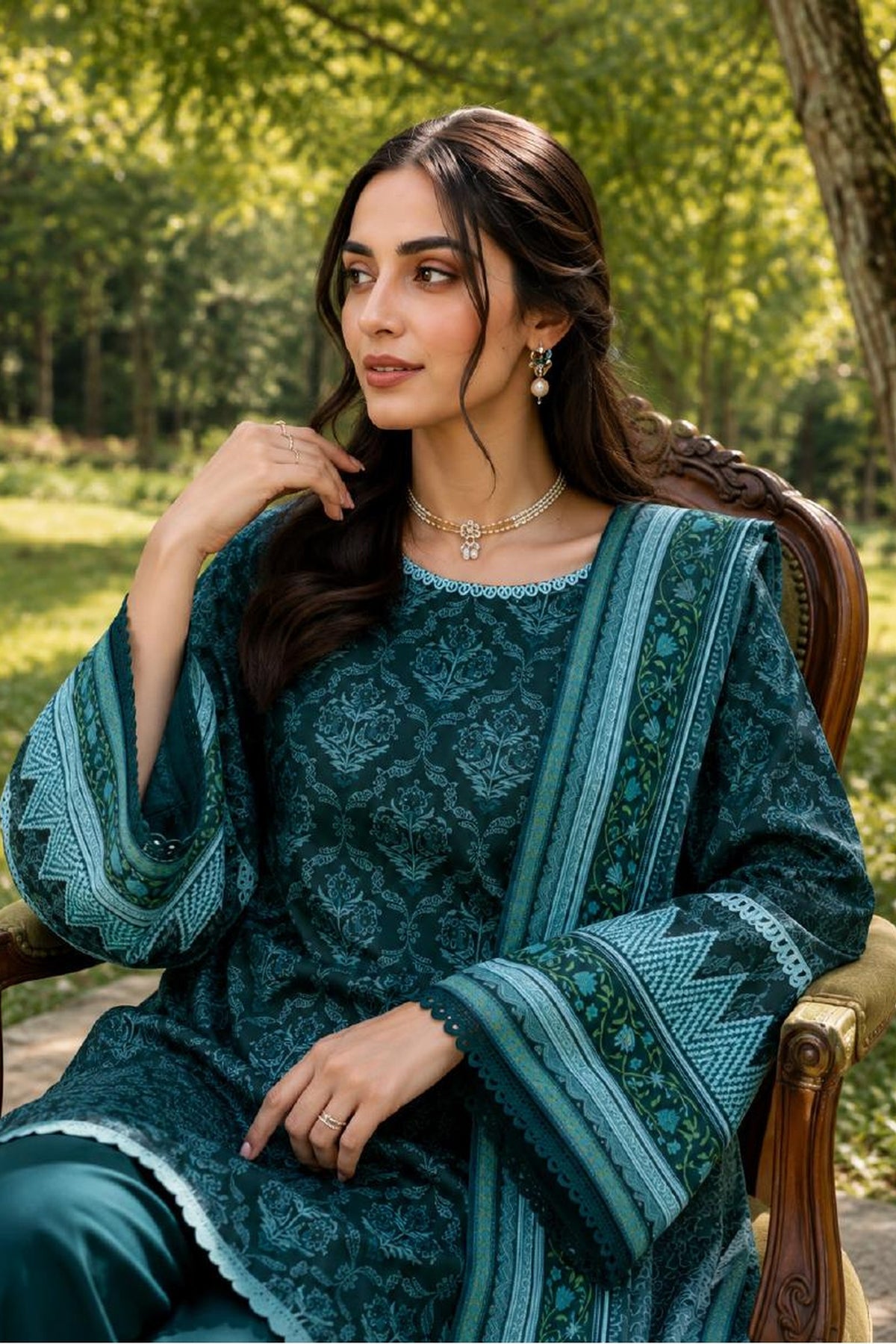 Sapphire CL16-152 | Printed Linen Suit | Pak Cloth House