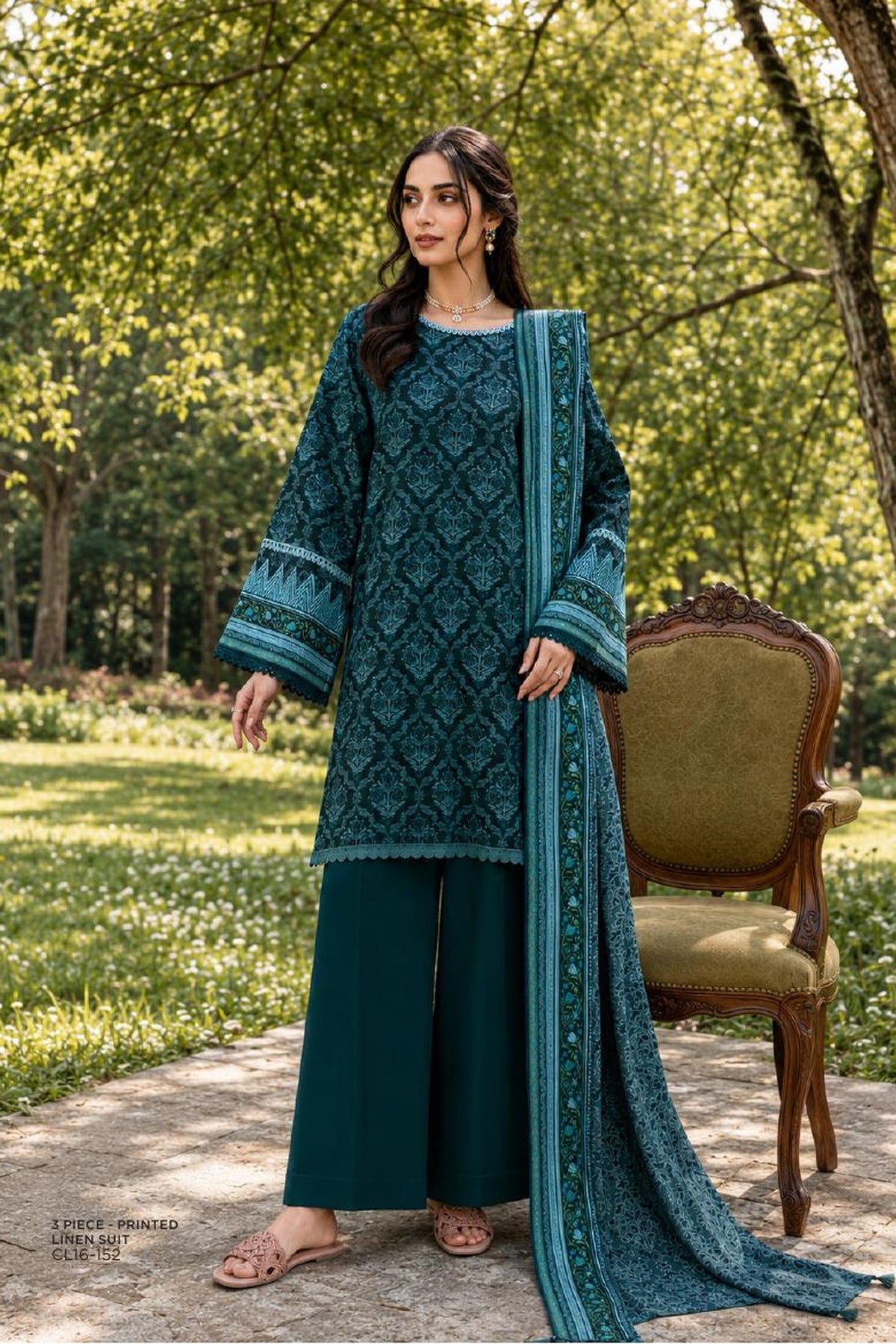 Sapphire CL16-152 | Printed Linen Suit | Pak Cloth House