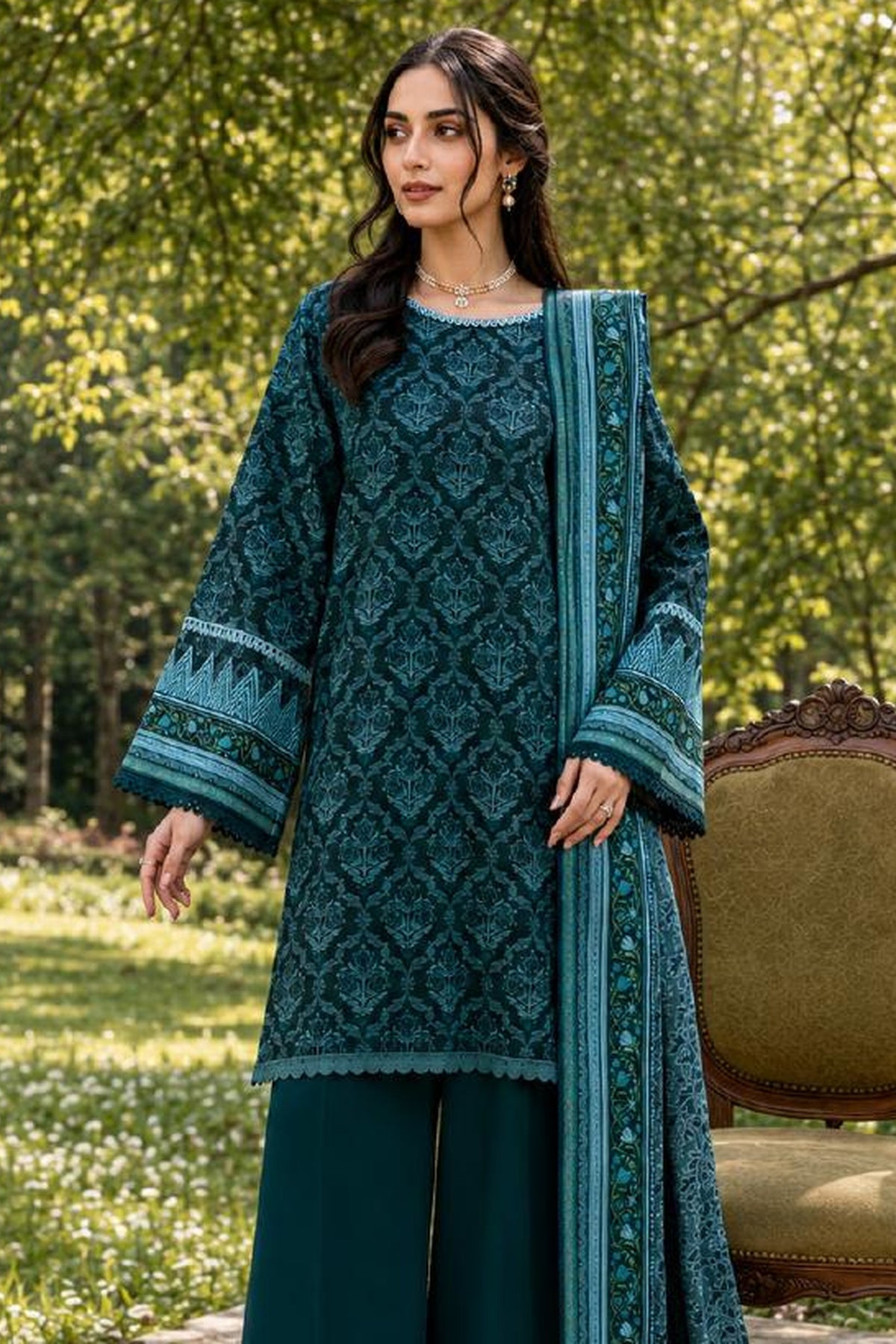 Sapphire CL16-152 | Printed Linen Suit | Pak Cloth House