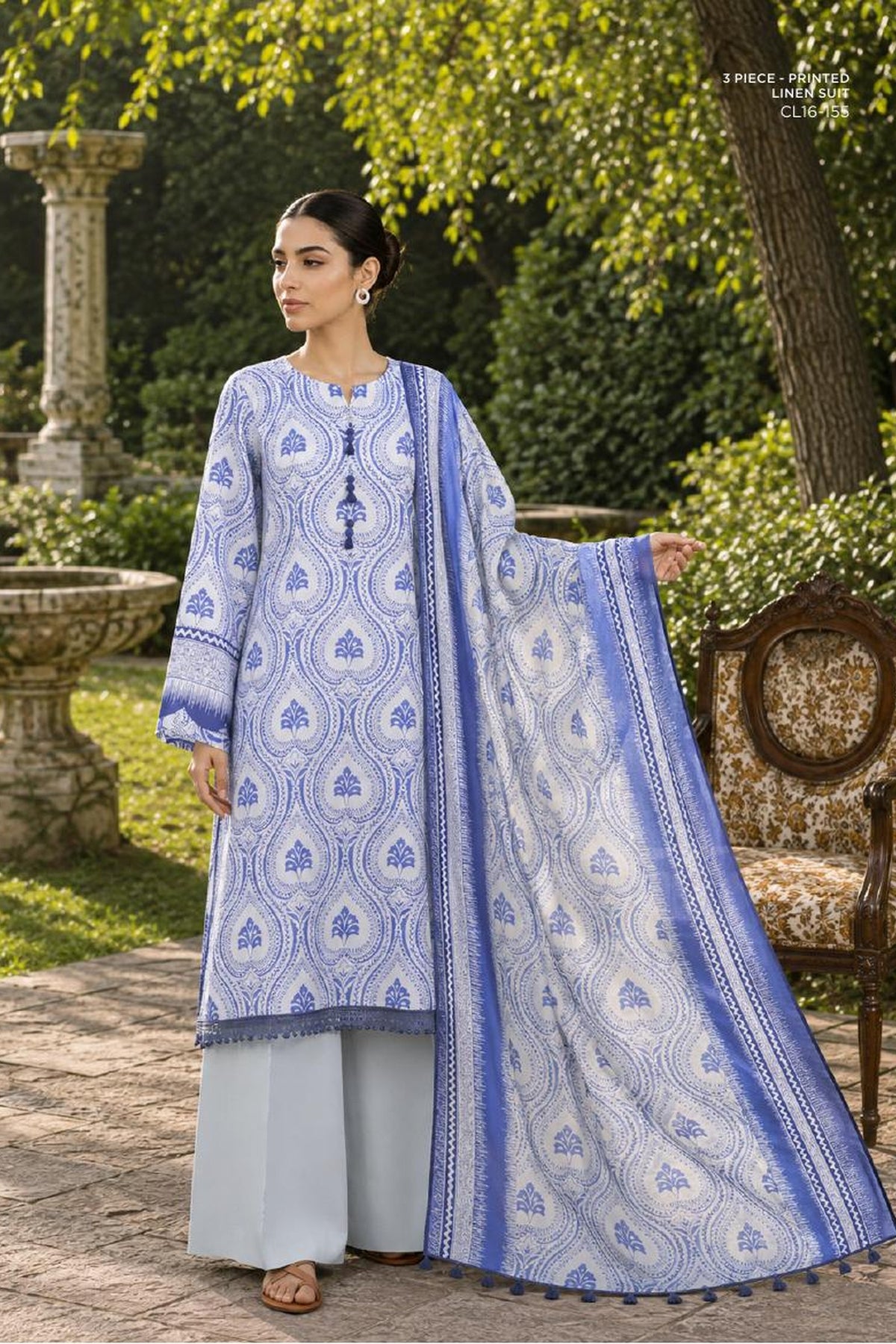 Sapphire CL16-155 | Printed Linen Suit | Pak Cloth House