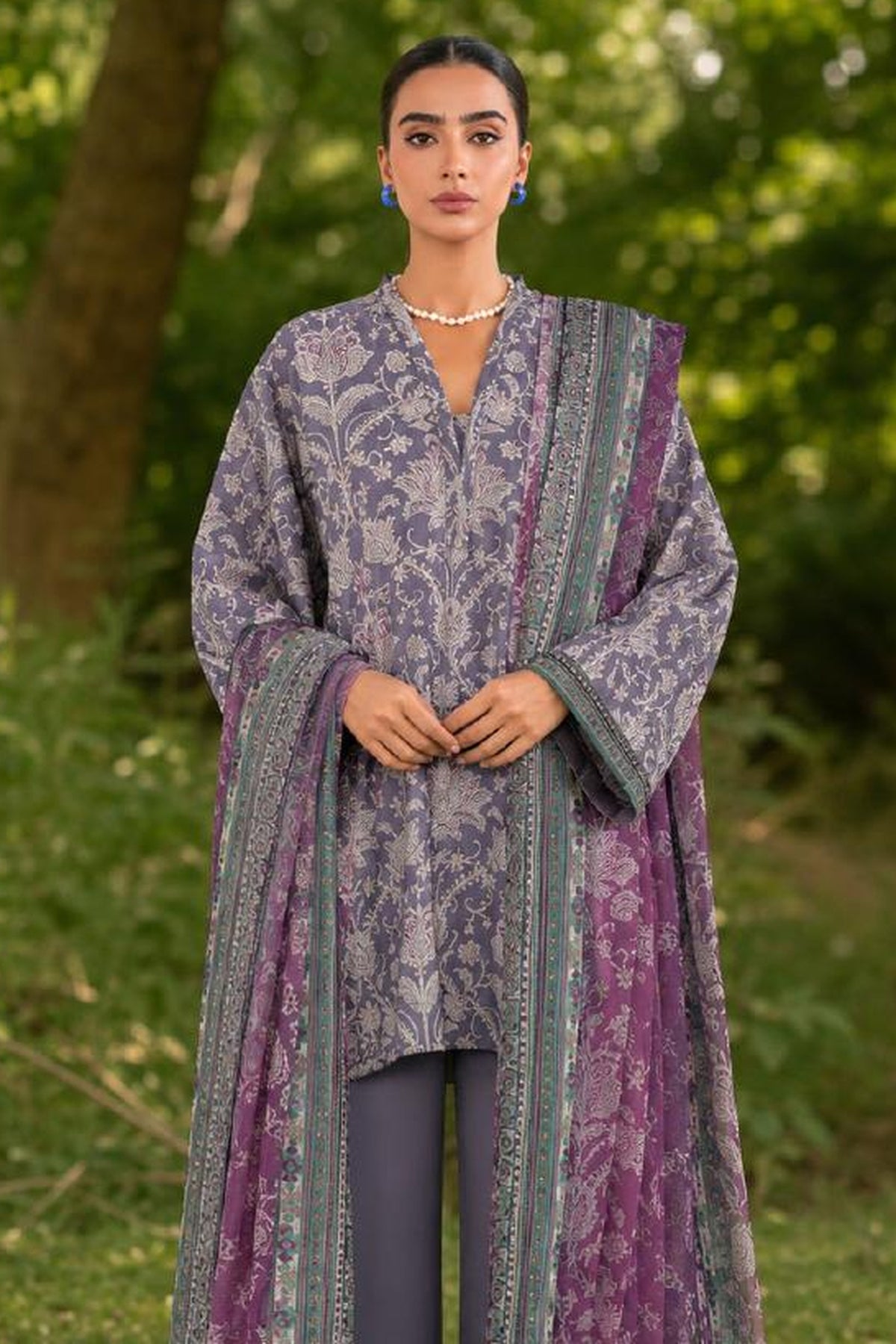Sapphire CL16-156 | Printed Linen Suit | Pak Cloth House