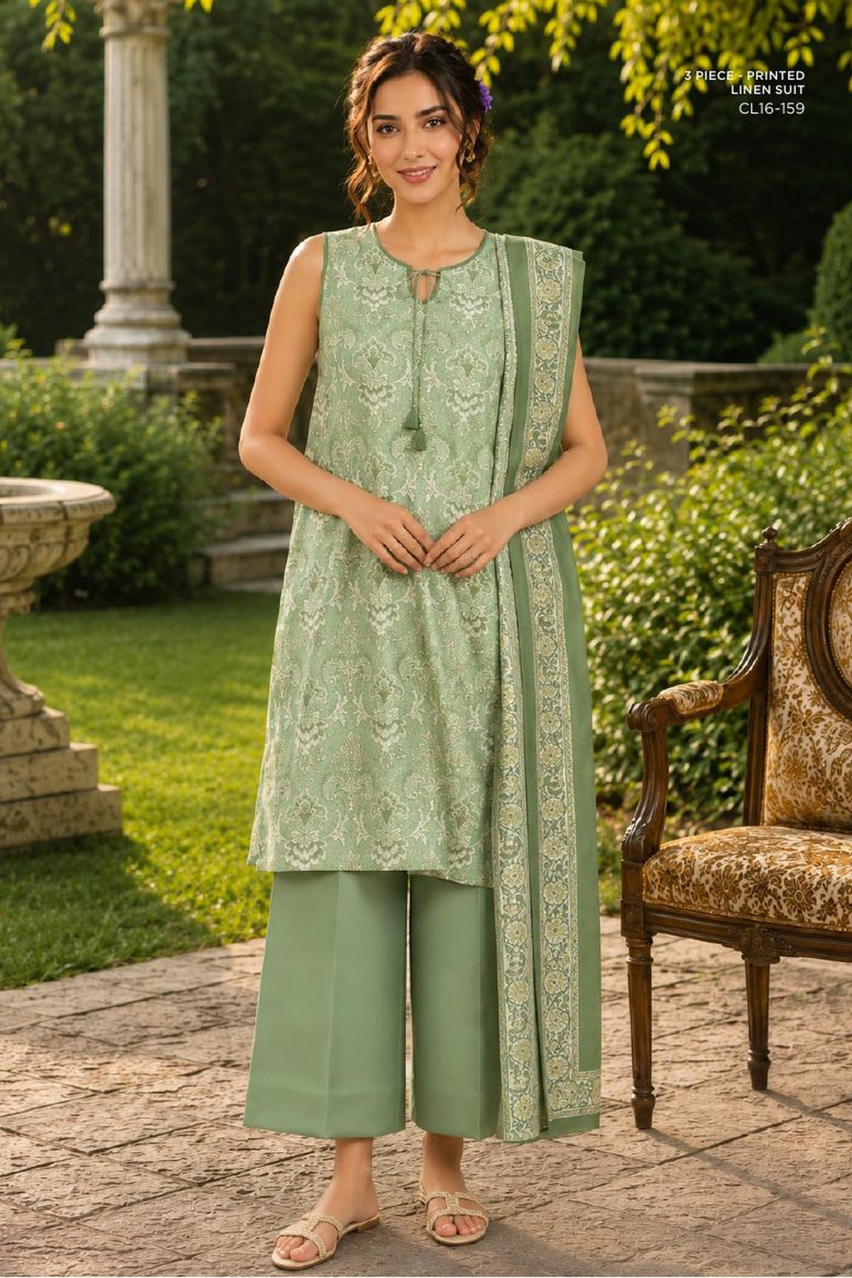 Sapphire CL16-159 | Printed Linen Suit | Pak Cloth House