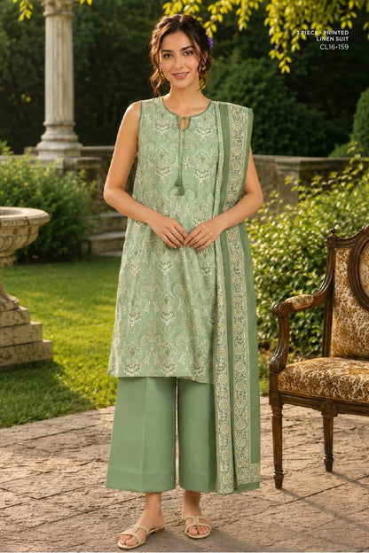 Sapphire CL16-159 | Printed Linen Suit | Pak Cloth House