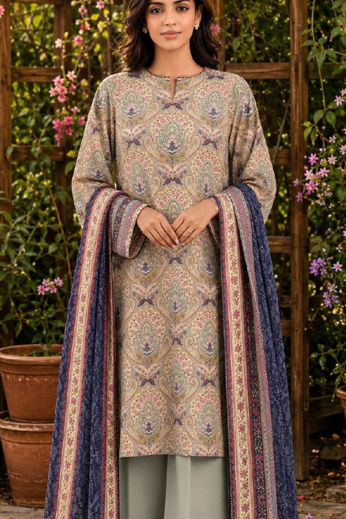 Sapphire CL16-160 | Printed Linen Suit | Pak Cloth House