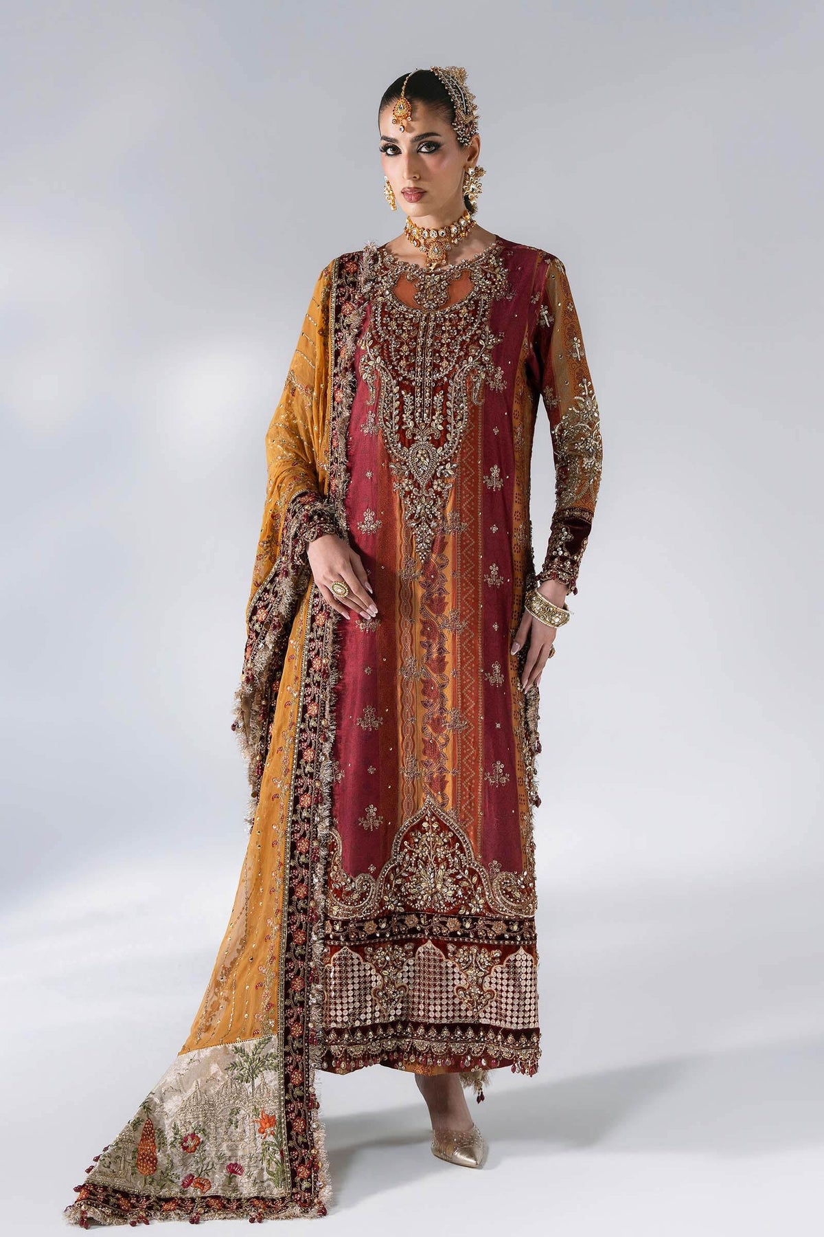 Maria B Mbroidered Wedding Edition ’26 D4 — Maroon Crimson