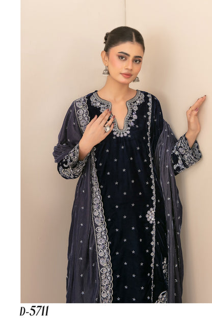 Milan By Tawkkal D-5711 | Embroidered Velvet Suit | Pak Cloth House
