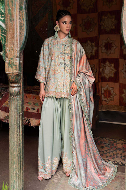 3 Piece Unstiched Embroidered Irish Linen Suit