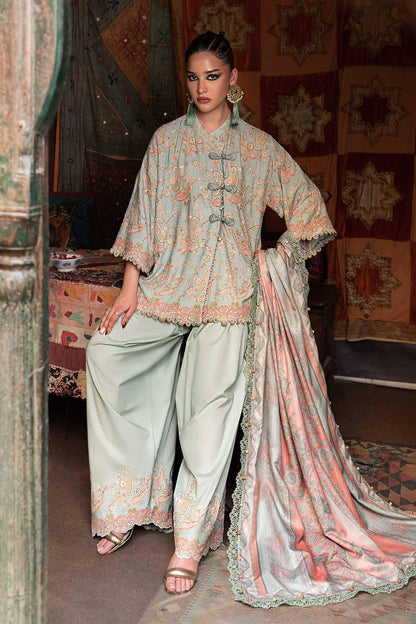 3 Piece Unstiched Embroidered Irish Linen Suit