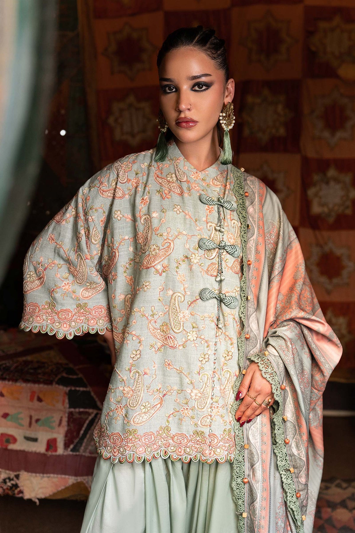 3 Piece Unstiched Embroidered Irish Linen Suit