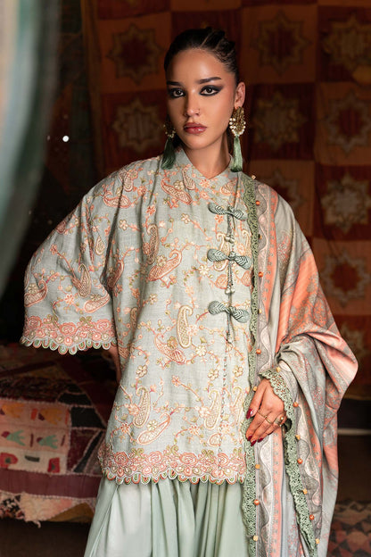 3 Piece Unstiched Embroidered Irish Linen Suit