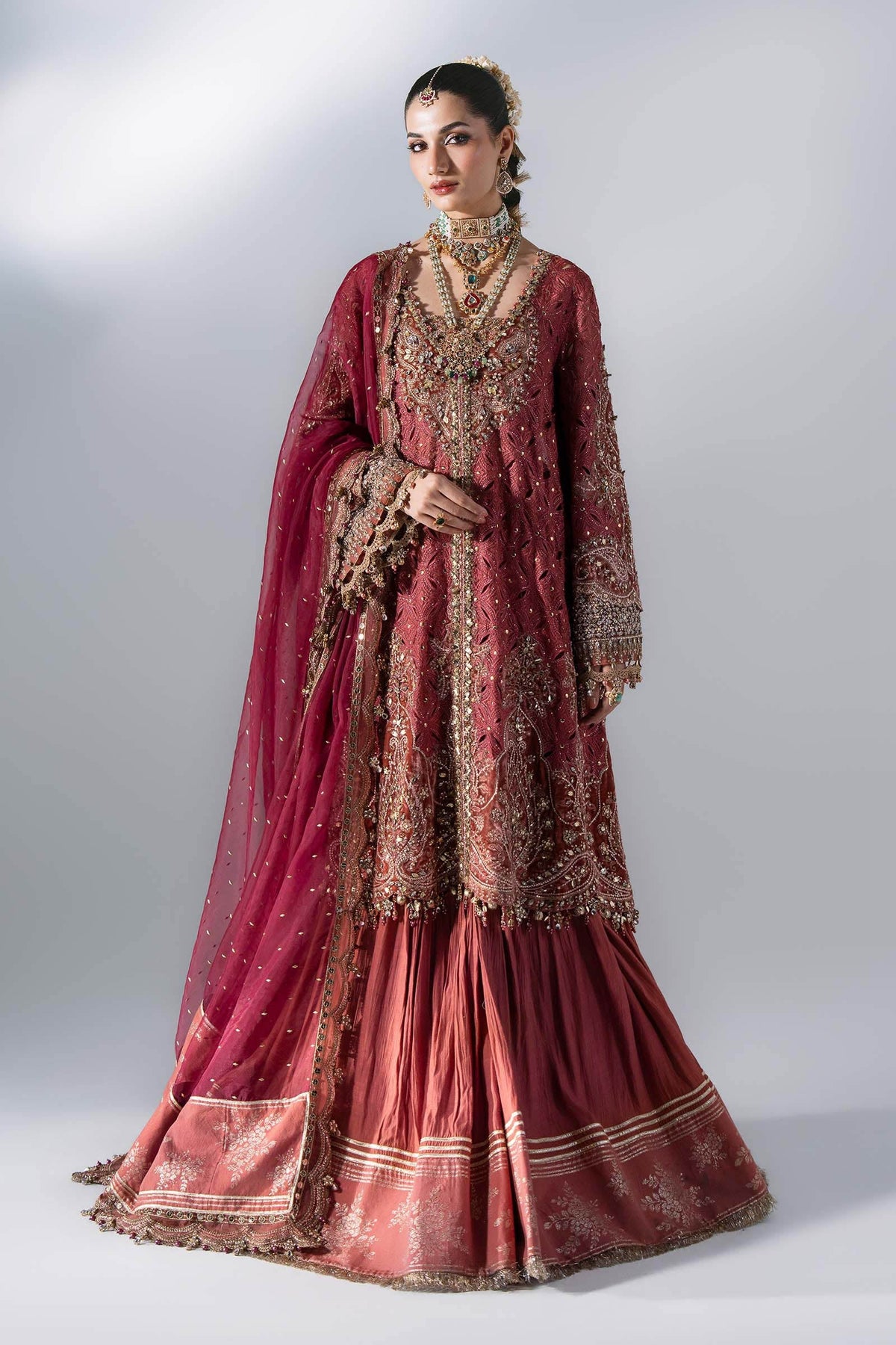 Maria B Mbroidered Wedding Edition ’26 D8 — Deep Salmon Pink