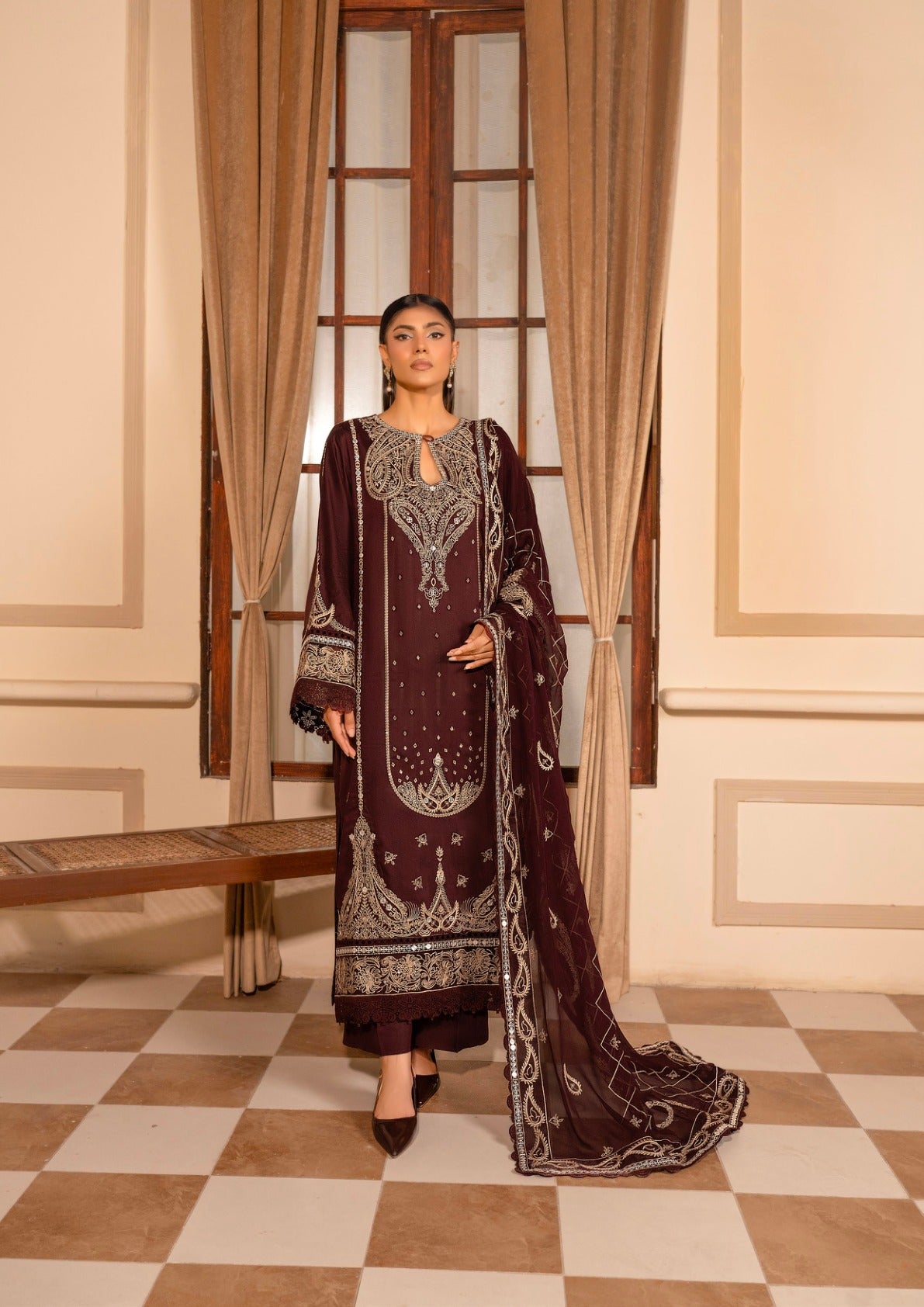Marjjan MZV-63 Plum Unstitched Suit