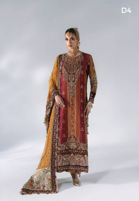 Maria B Mbroidered Wedding Edition ’26 D4 — Maroon Crimson