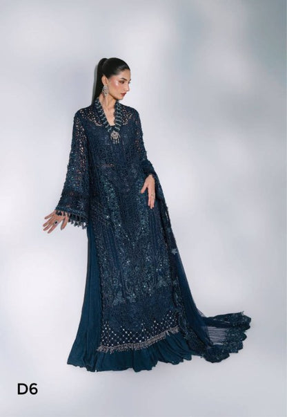 Maria B Mbroidered Wedding Edition ’26 D6 — Peacock Blue